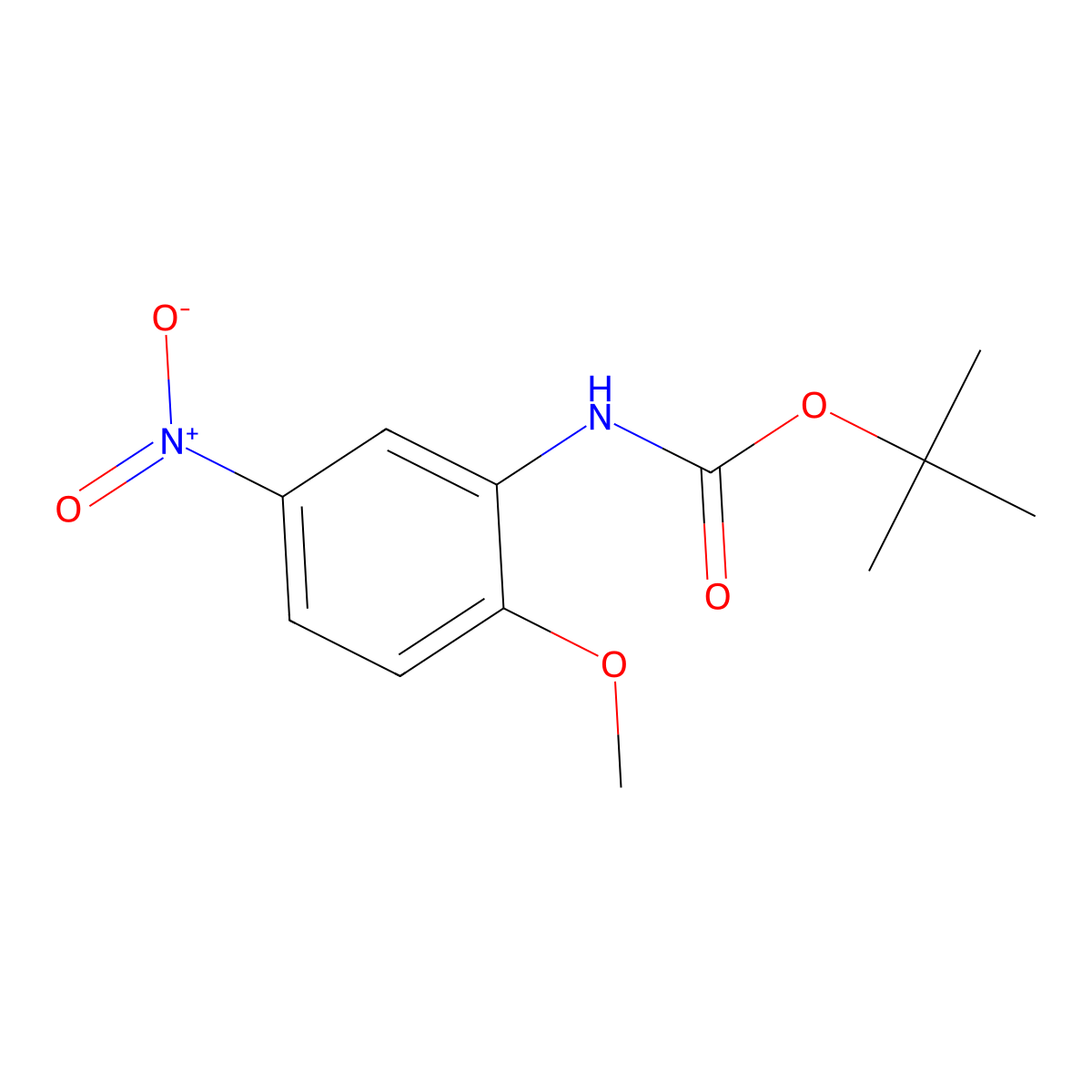 Tert-butyl 2-methoxy-5-nitrophenylcarbamate molecular structure, CAS 211564-07-7