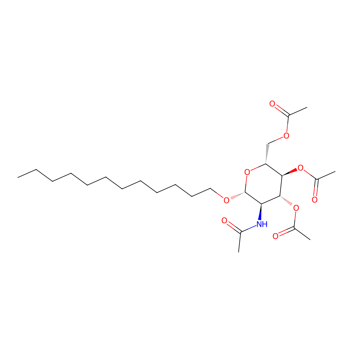 (2R,3S,4R,5R,6R)-5-Acetamido-2-(acetoxymethyl)-6-(dodecyloxy)tetrahydro-2H-pyran-3,4-diyl diacetate molecular structure, CAS 211567-22-5