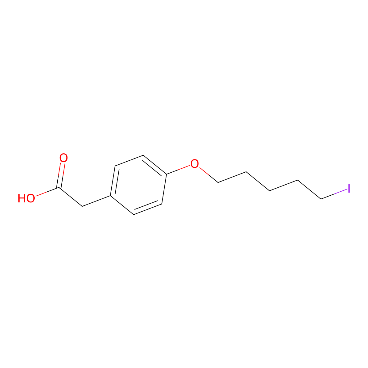 2-(4-((5-Iodopentyl)oxy)phenyl)acetic acid molecular structure, CAS 2115697-20-4