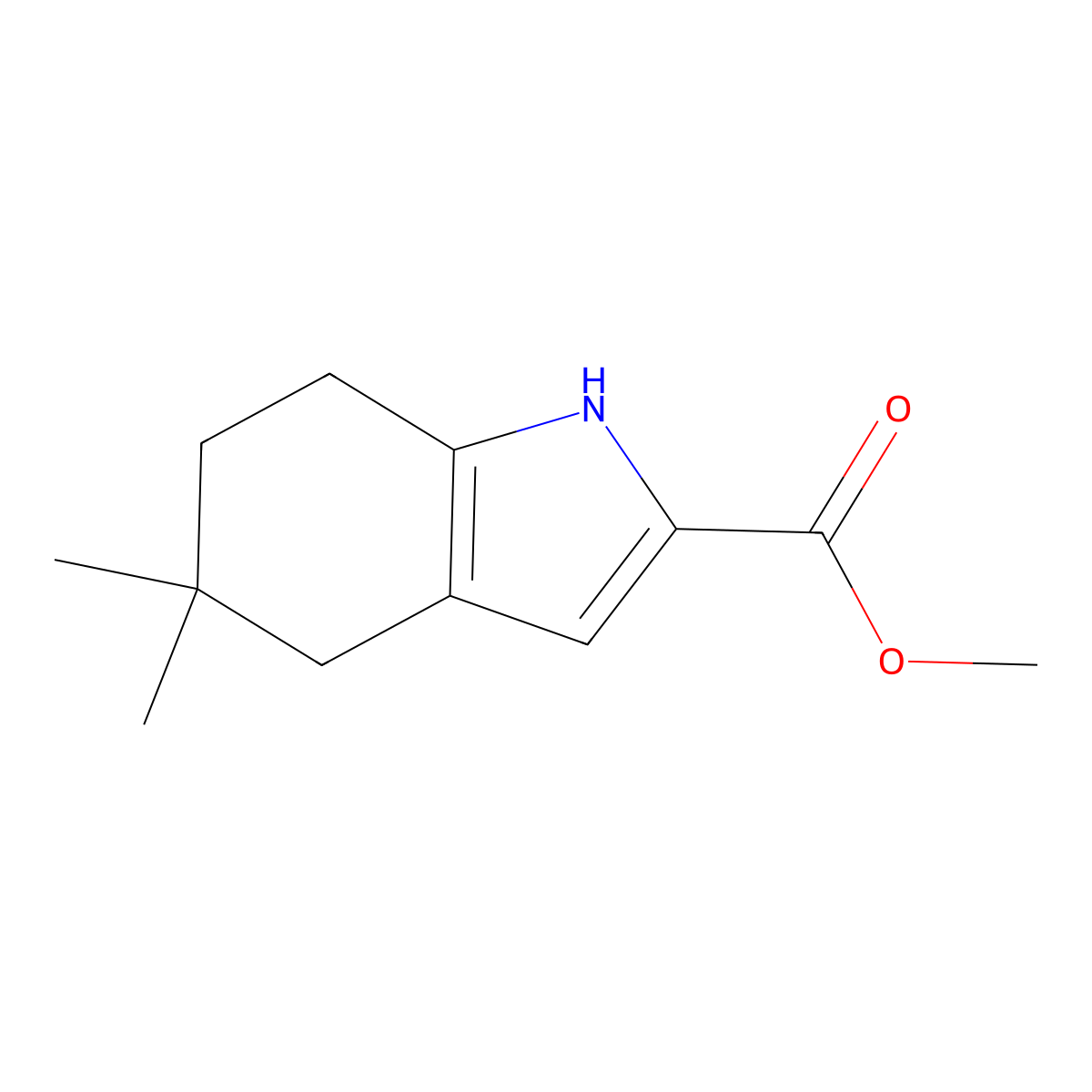 methyl5,5-dimethyl-4,5,6,7-tetrahydro-1H-indole-2-carboxylate molecular structure, CAS 2115757-21-4
