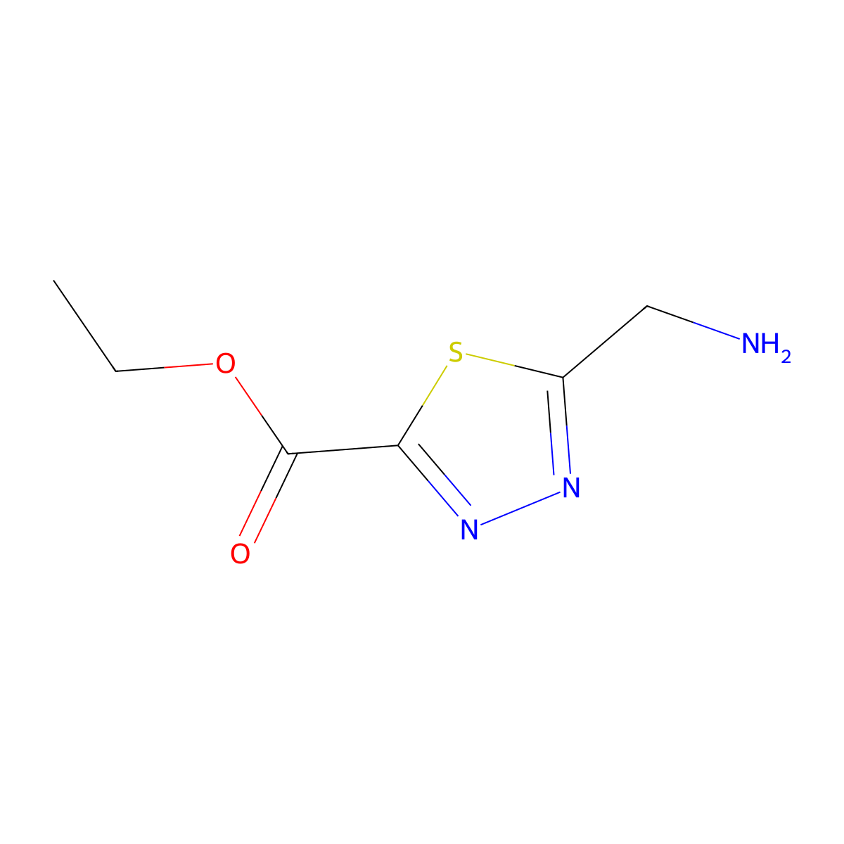 Ethyl 5-(aminomethyl)-1,3,4-thiadiazole-2-carboxylate molecular structure, CAS 2115760-88-6