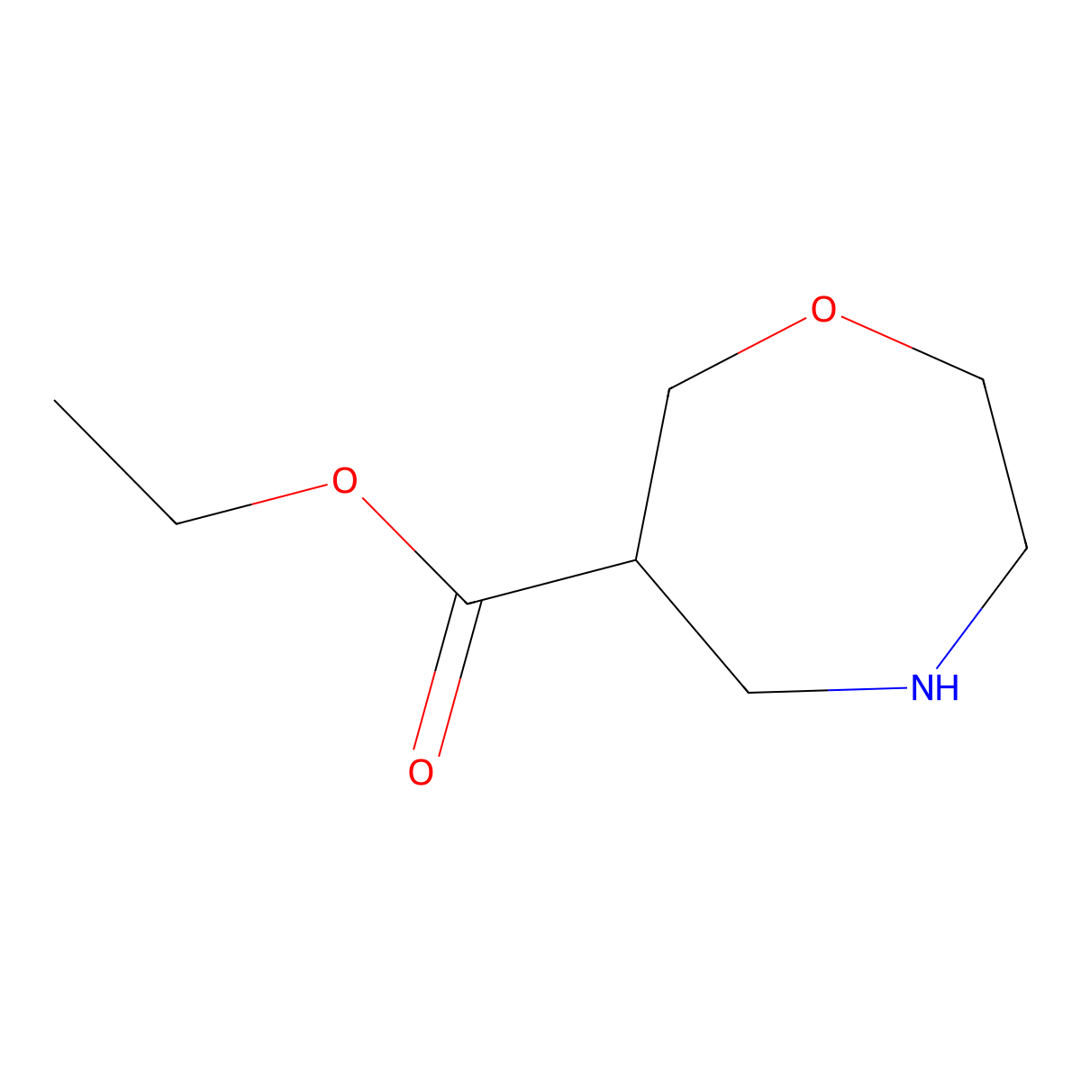 Ethyl 1,4-oxazepane-6-carboxylate molecular structure, CAS 2115761-40-3