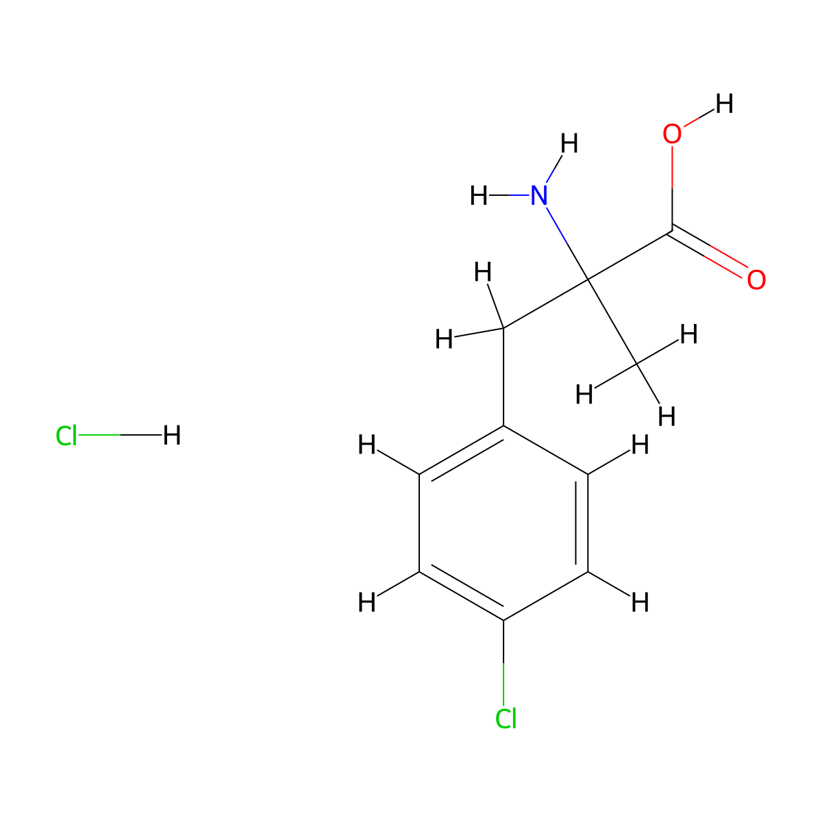 2-Amino-3-(4-chlorophenyl)-2-methylpropanoic acid hydrochloride molecular structure, CAS 21158-70-3