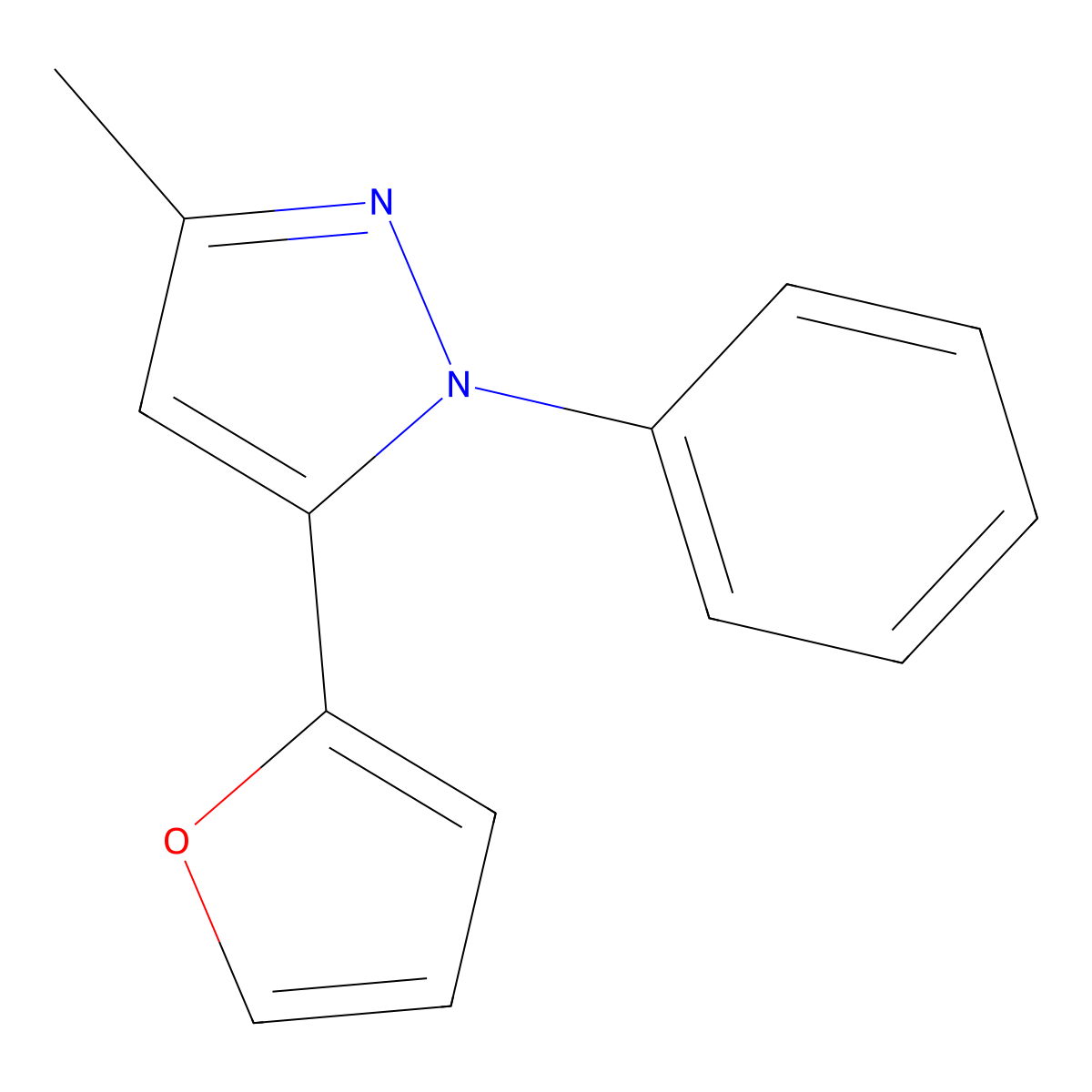 5-(Furan-2-yl)-3-methyl-1-phenylpyrazole molecular structure, CAS 21159-64-8