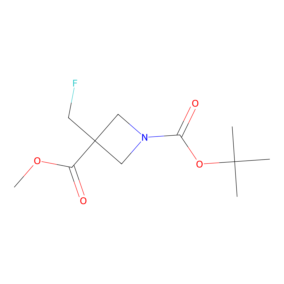 1-Tert-butyl 3-methyl 3-(fluoromethyl)azetidine-1,3-dicarboxylate molecular structure, CAS 2115907-97-4