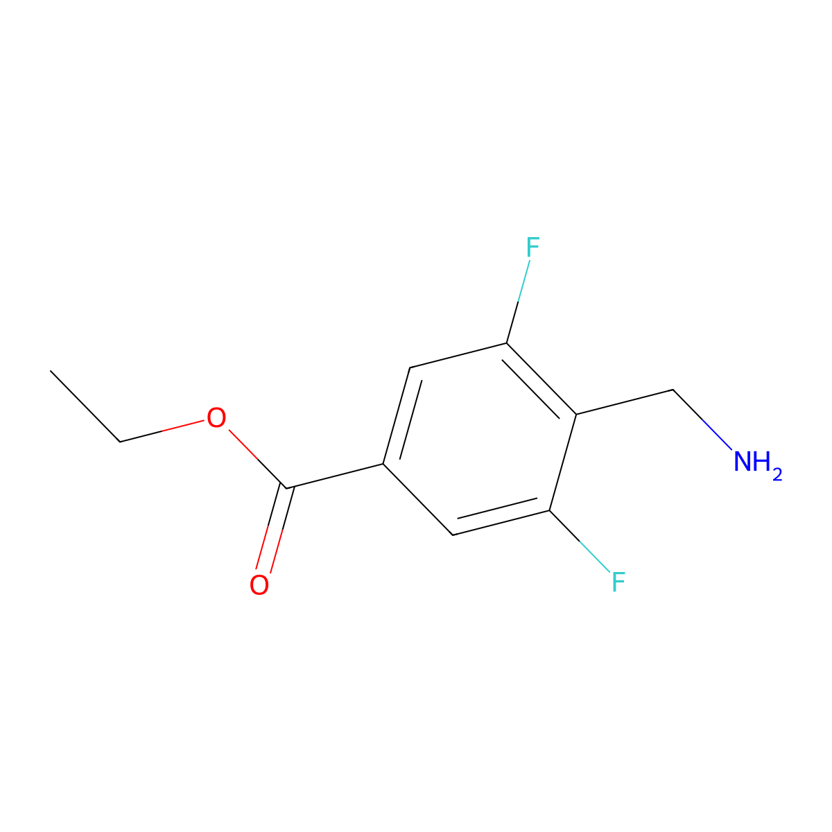 Ethyl 4-(aminomethyl)-3,5-difluorobenzoate molecular structure, CAS 2115988-64-0