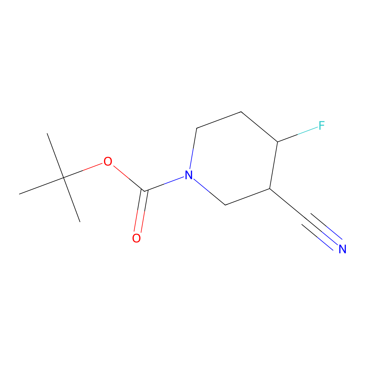 Tert-butyl 3-cyano-4-fluoropiperidine-1-carboxylate molecular structure, CAS 2115991-03-0