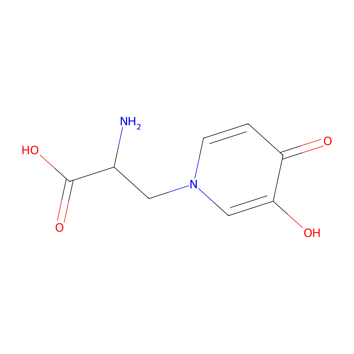 alpha-Amino-3-hydroxy-4-oxo-1(4H)-pyridinepropanoic acid molecular structure, CAS 2116-55-4