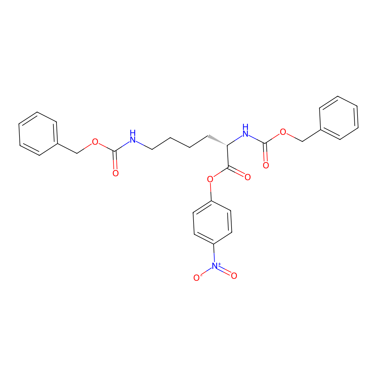 (S)-4-Nitrophenyl 2,6-bis(((benzyloxy)carbonyl)amino)hexanoate molecular structure, CAS 2116-82-7