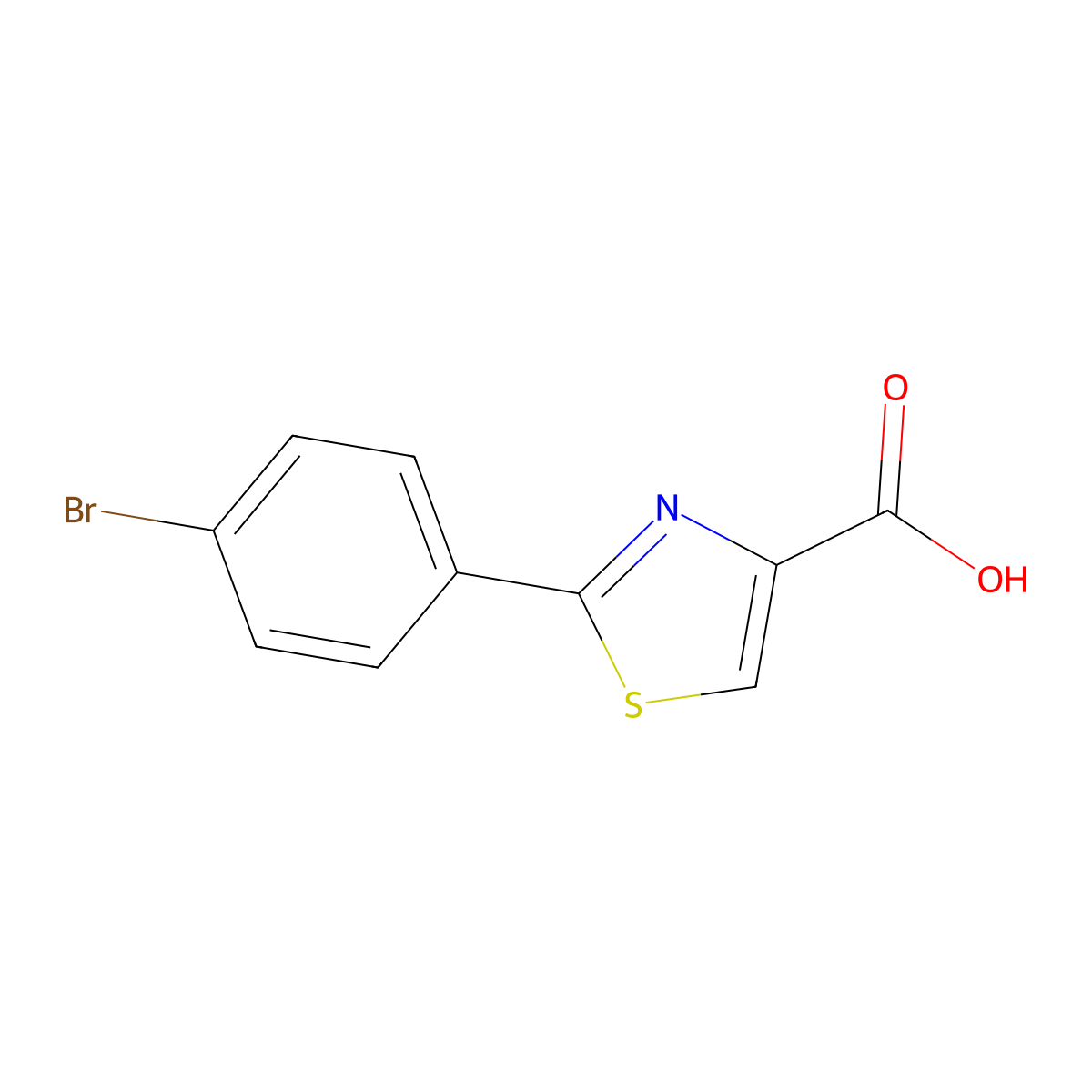 2-(4-Bromophenyl)-1,3-thiazole-4-carboxylic acid molecular structure, CAS 21160-50-9