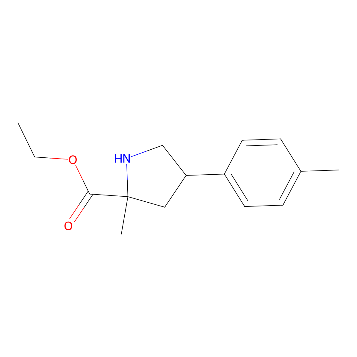 Ethyl 2-methyl-4-(4-methylphenyl)pyrrolidine-2-carboxylate molecular structure, CAS 2116000-93-0