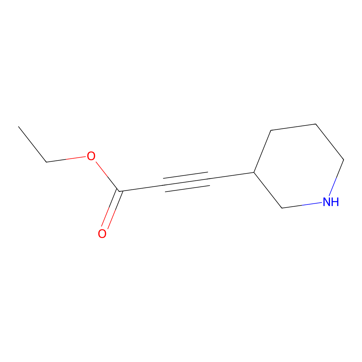 Ethyl 3-(piperidin-3-yl)prop-2-ynoate molecular structure, CAS 2116001-12-6