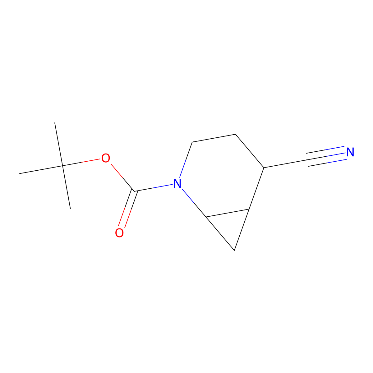 Tert-butyl 5-cyano-2-azabicyclo(4.1.0)heptane-2-carboxylate molecular structure, CAS 2116040-80-1