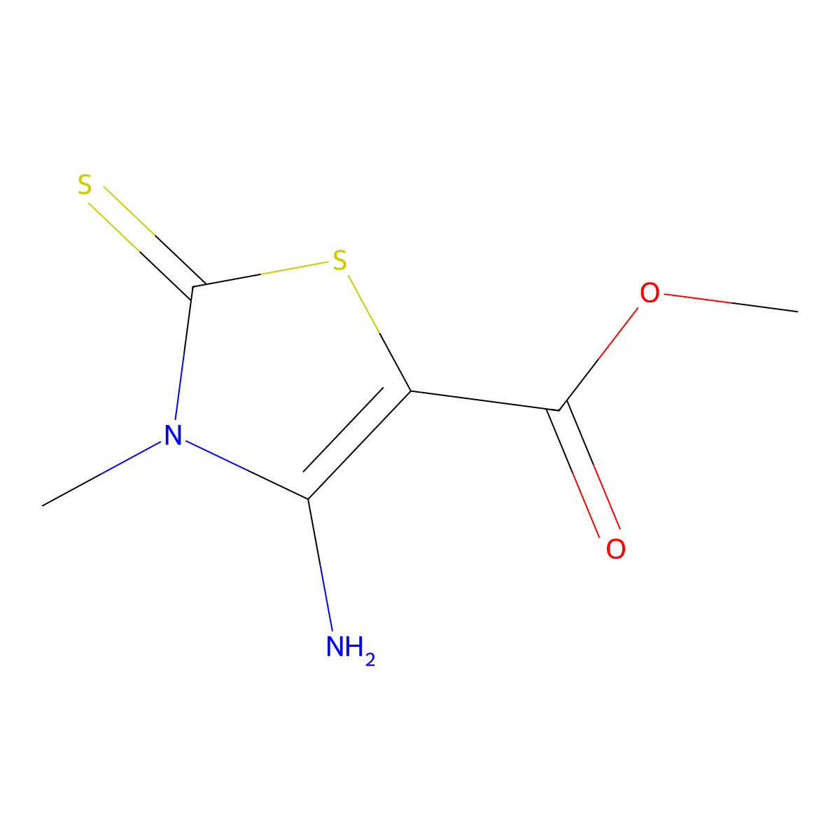 Methyl 4-amino-3-methyl-2-sulfanylidene-2,3-dihydro-1,3-thiazole-5-carboxylate molecular structure, CAS 2116041-22-4