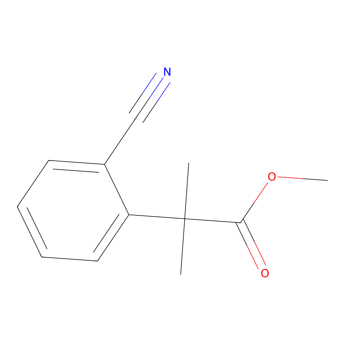 Methyl 2-(2-cyanophenyl)-2-methylpropanoate molecular structure, CAS 2116046-32-1