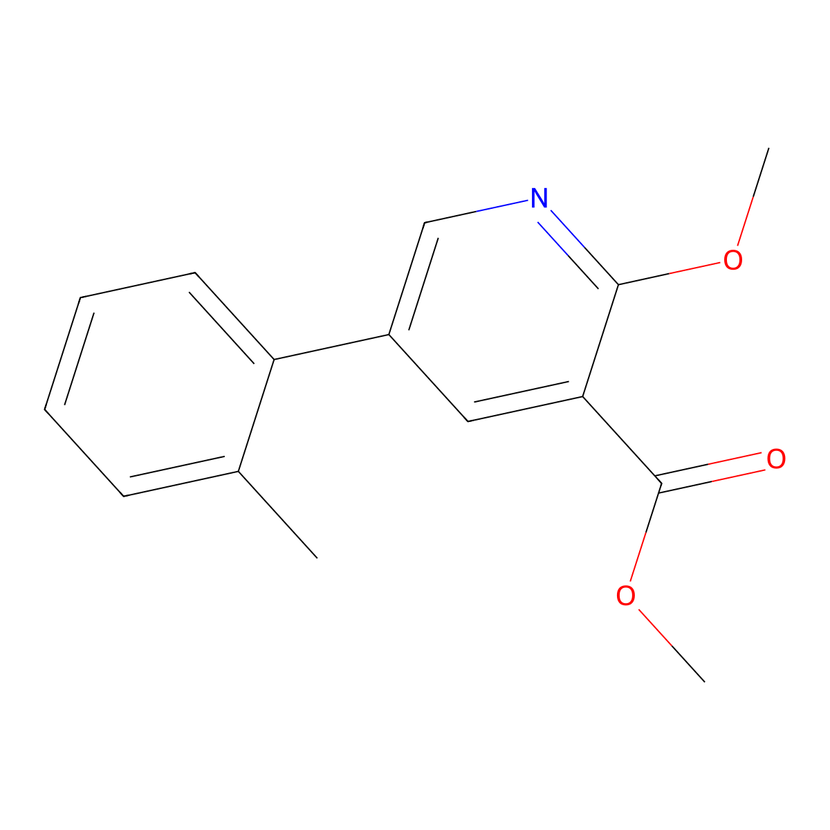 Methyl 2-methoxy-5-(2-methylphenyl)-3-pyridinecarboxylate molecular structure, CAS 2116078-52-3