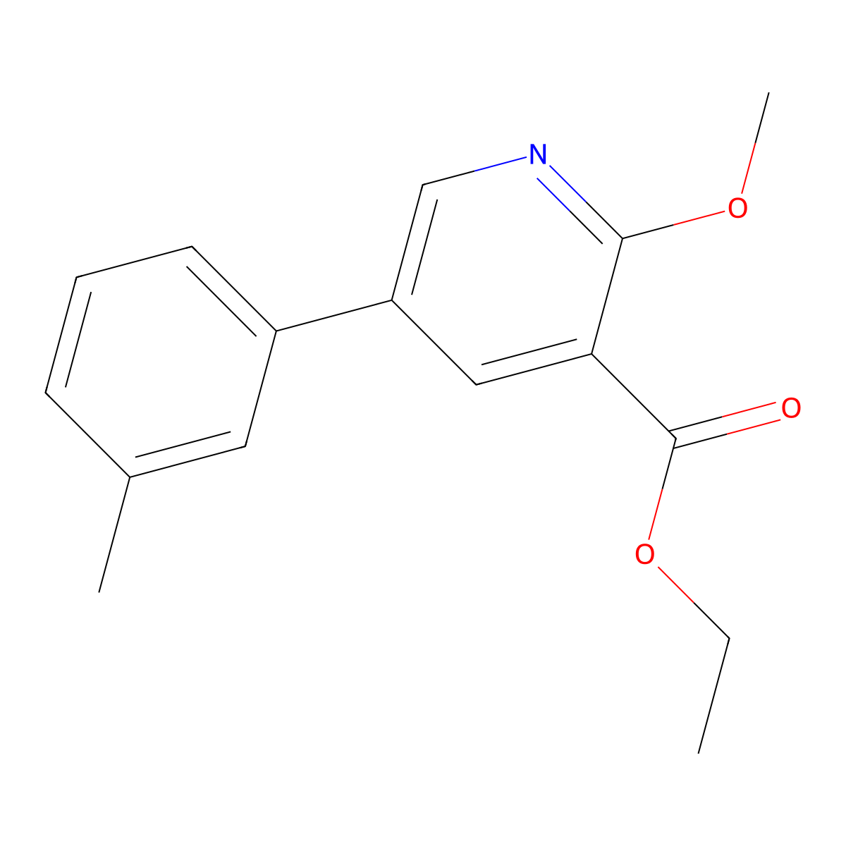Ethyl 2-methoxy-5-(3-methylphenyl)-3-pyridinecarboxylate molecular structure, CAS 2116078-60-3