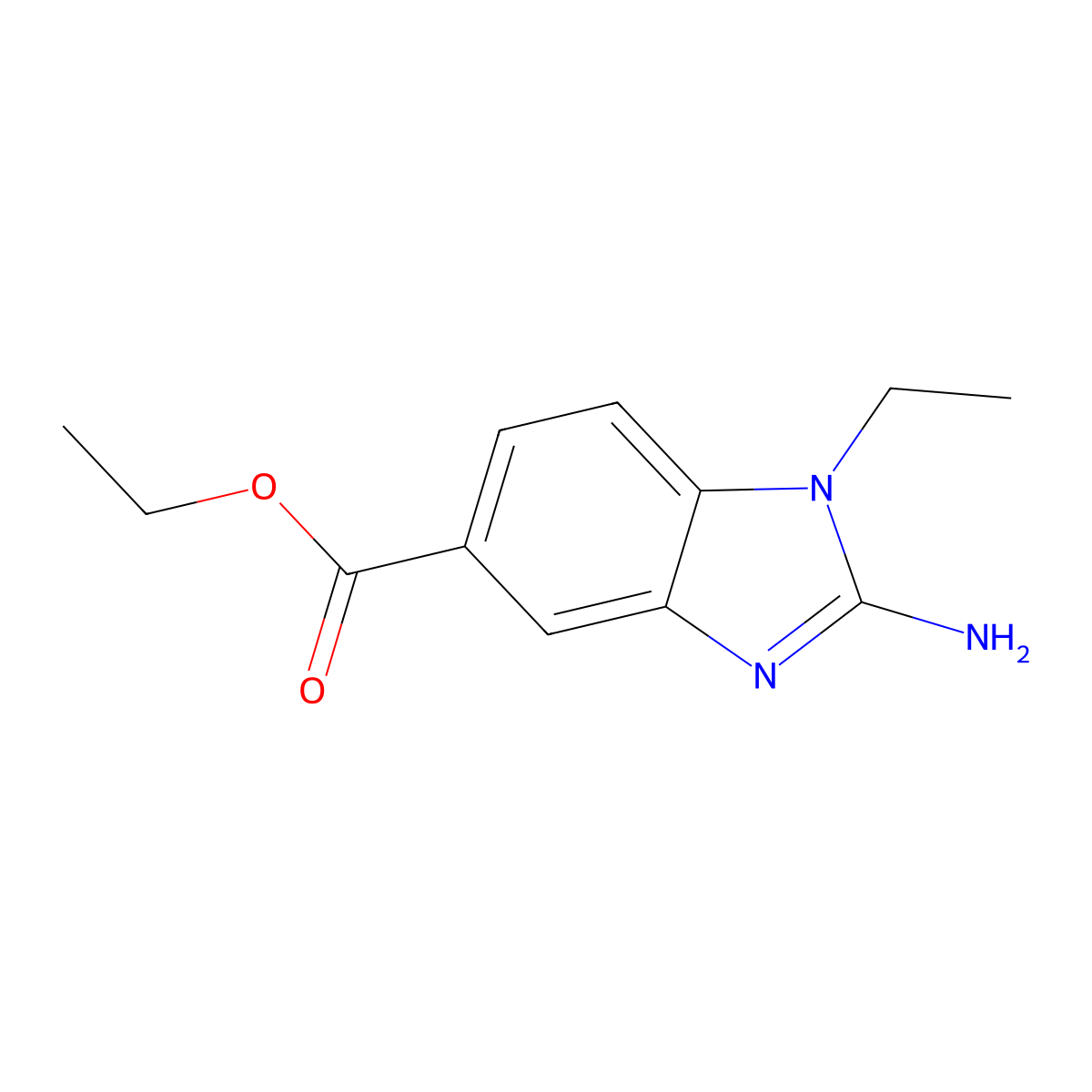 ethyl 2-amino-1-ethyl-1H-1,3-benzodiazole-5-carboxylate molecular structure, CAS 2116088-07-2