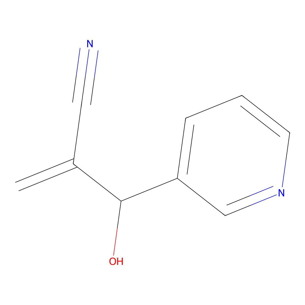 2-[Hydroxy(pyridin-3-yl)methyl]prop-2-enenitrile molecular structure, CAS 211616-63-6