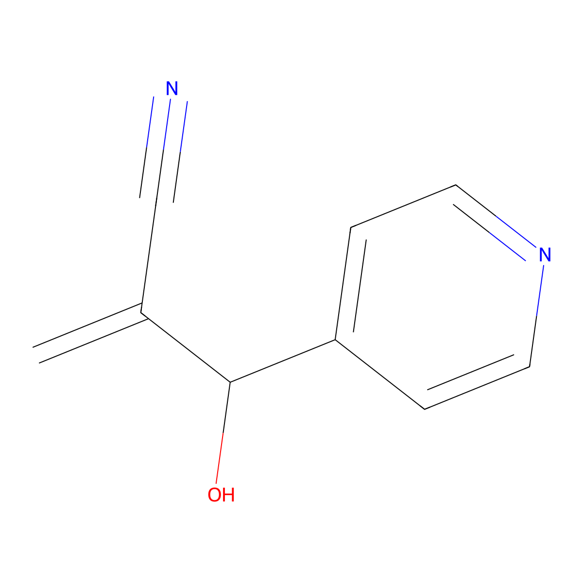 2-[Hydroxy(pyridin-4-yl)methyl]prop-2-enenitrile molecular structure, CAS 211616-64-7