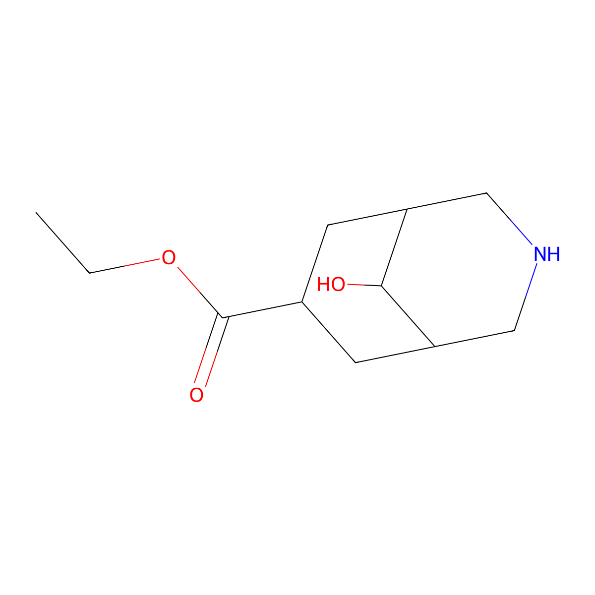Ethyl 9-hydroxy-3-azabicyclo[3.3.1]nonane-7-carboxylate molecular structure, CAS 2116202-02-7