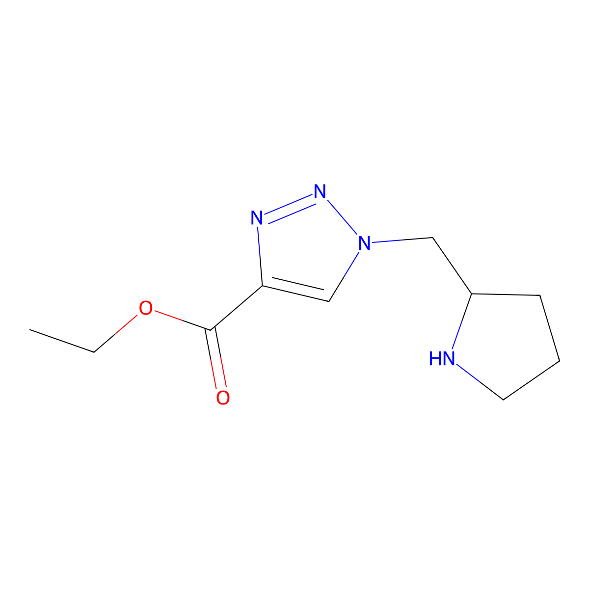 ethyl 1-[(pyrrolidin-2-yl)methyl]-1H-1,2,3-triazole-4-carboxylate molecular structure, CAS 2116204-47-6