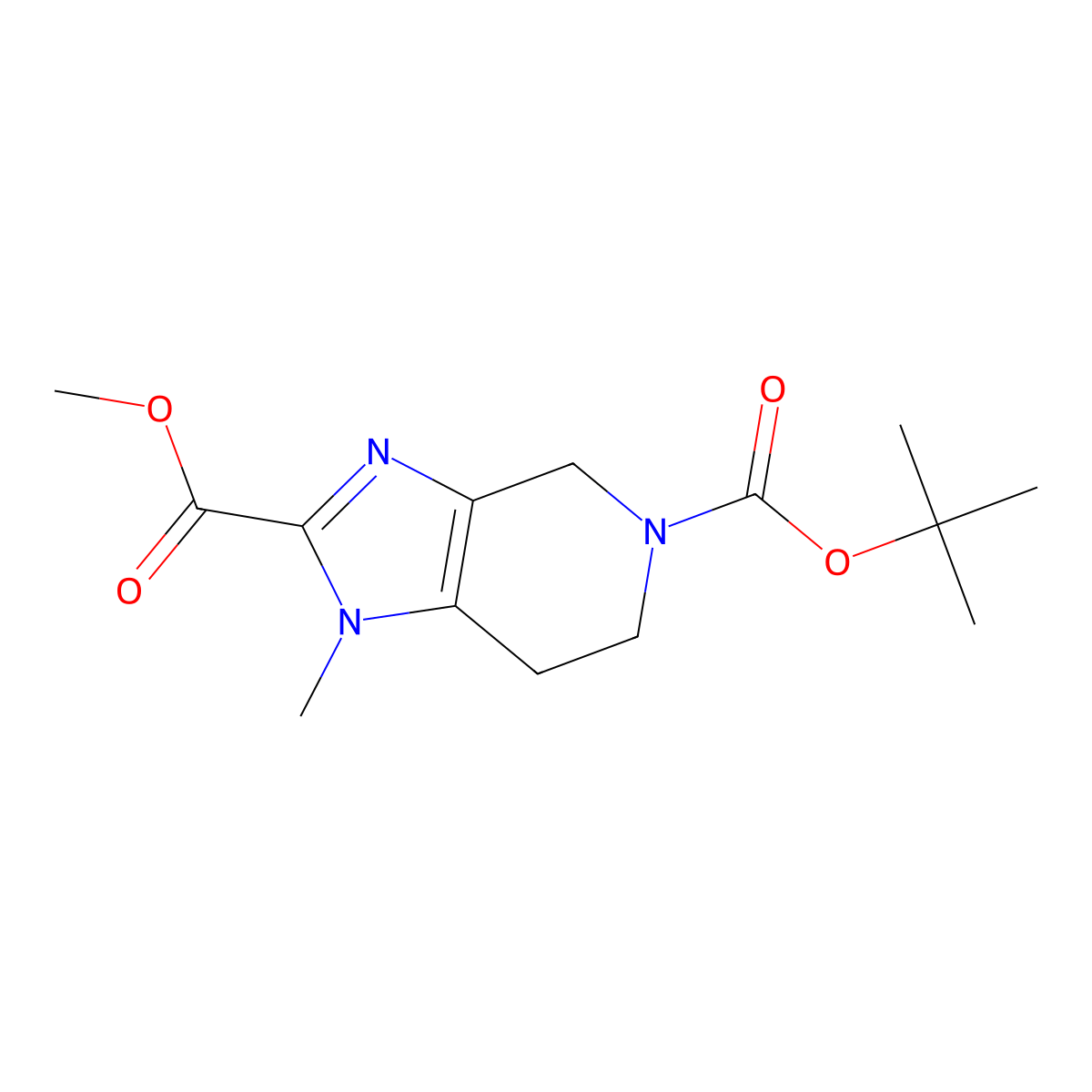 5-(tert-Butyl) 2-methyl 1-methyl-1,4,6,7-tetrahydro-5H-imidazo[4,5-c]pyridine-2,5-dicarboxylate molecular structure, CAS 2116240-24-3