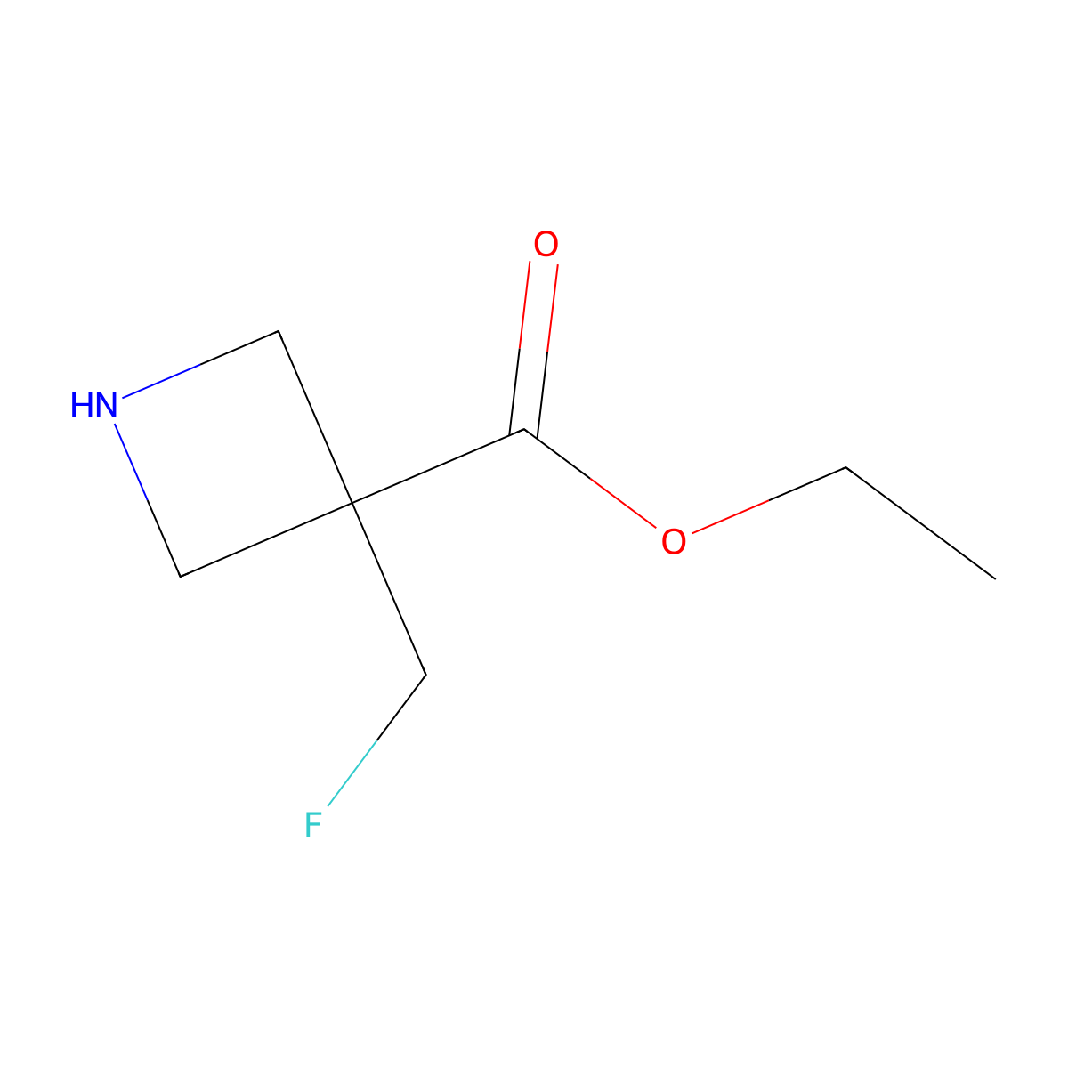 Ethyl 3-(fluoromethyl)azetidine-3-carboxylate molecular structure, CAS 2116290-09-4
