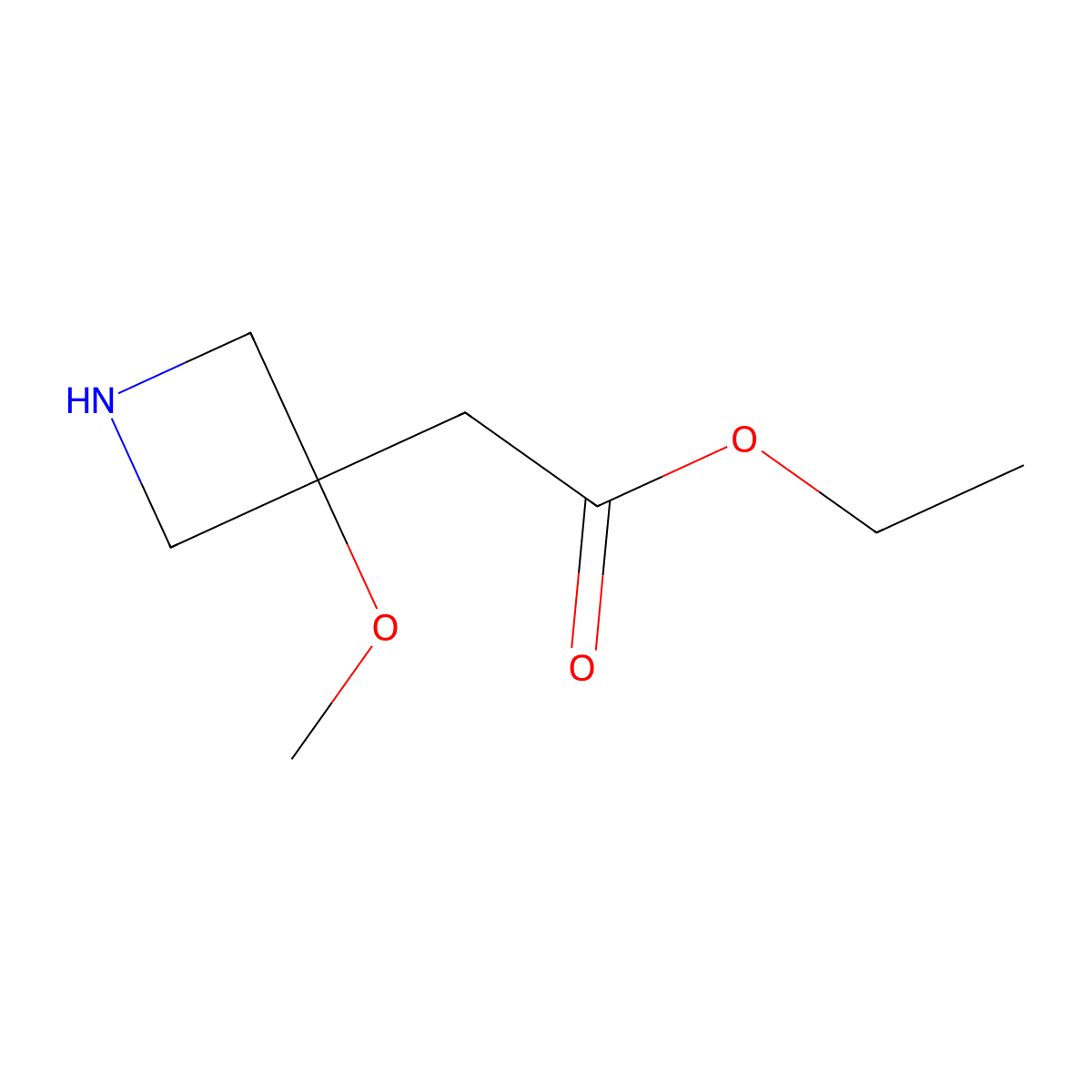 Ethyl 2-(3-methoxyazetidin-3-yl)acetate molecular structure, CAS 2116338-71-5