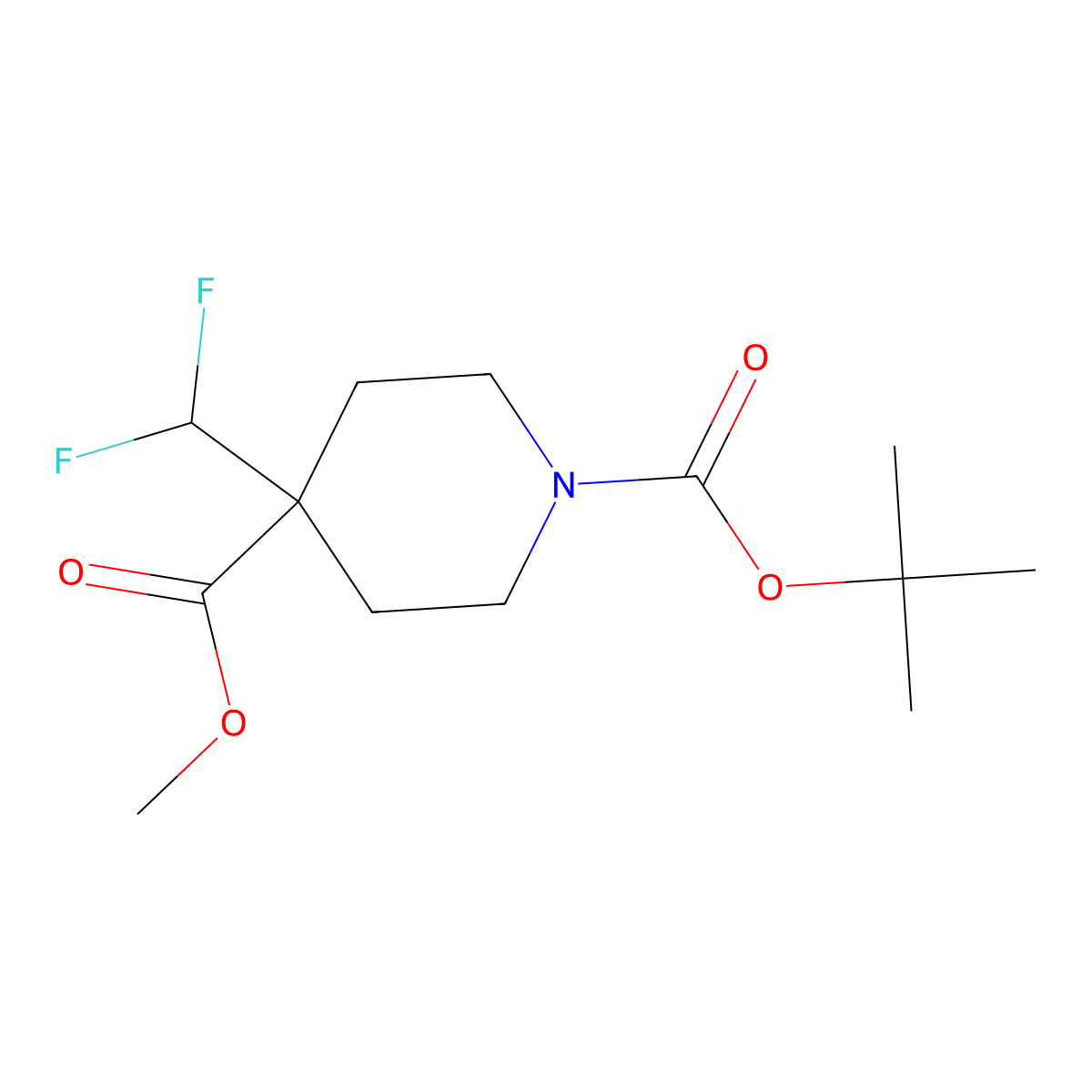 1-Tert-butyl 4-methyl 4-(difluoromethyl)piperidine-1,4-dicarboxylate molecular structure, CAS 2116398-43-5