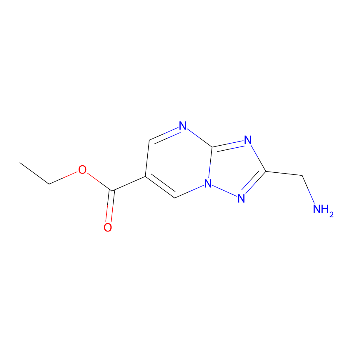 Ethyl 2-(aminomethyl)-[1,2,4]triazolo[1,5-a]pyrimidine-6-carboxylate molecular structure, CAS 2116471-40-8