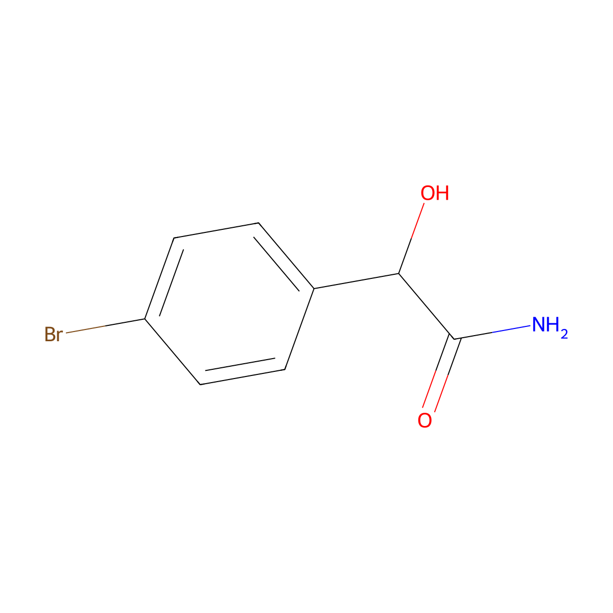 Benzeneacetamide, 4-bromo--alpha--hydroxy- molecular structure, CAS 21165-18-4