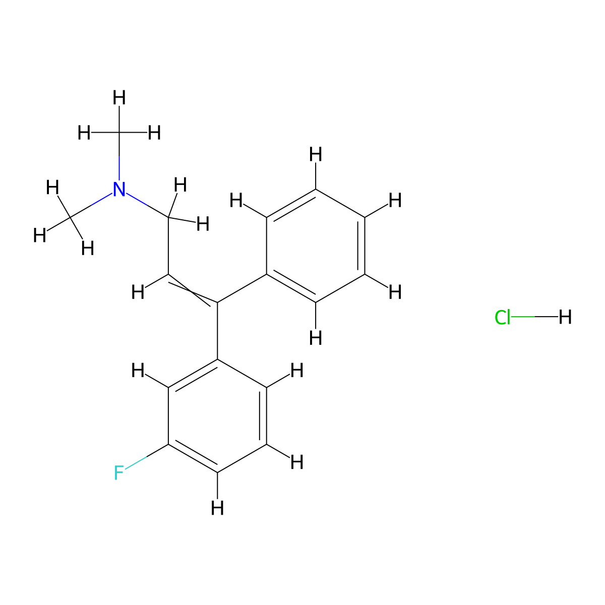 3-(3-Fluorophenyl)-N,N-dimethyl-3-phenylprop-2-en-1-amine--hydrogen chloride (1/1) molecular structure, CAS 21165-49-1