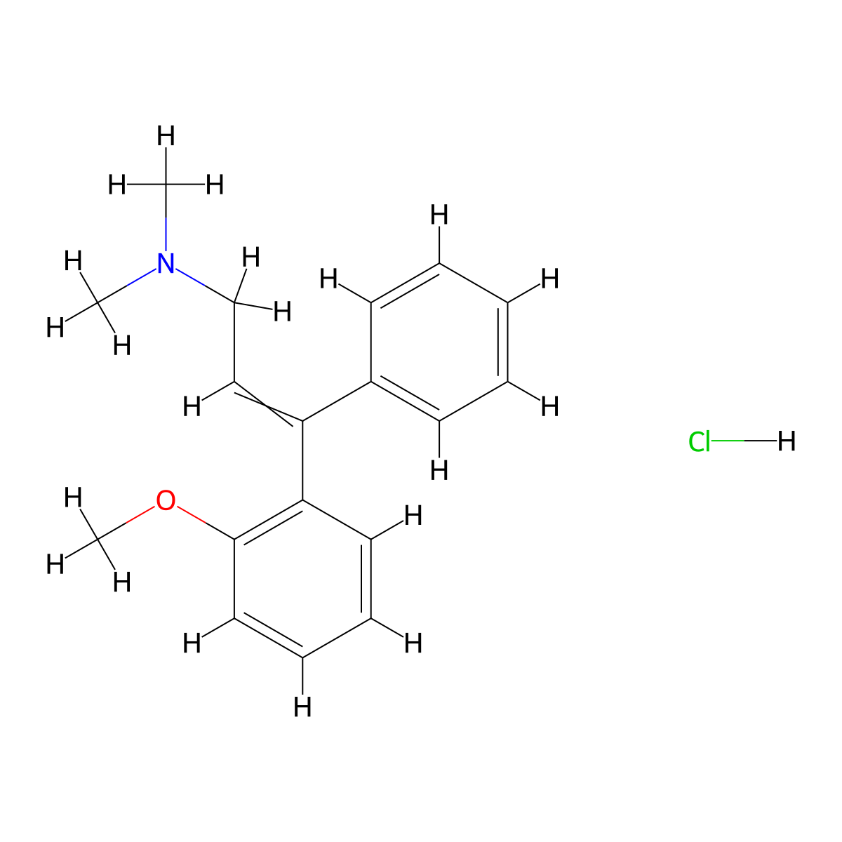 3-(2-Methoxyphenyl)-N,N-dimethyl-3-phenylprop-2-en-1-amine--hydrogen chloride (1/1) molecular structure, CAS 21165-51-5