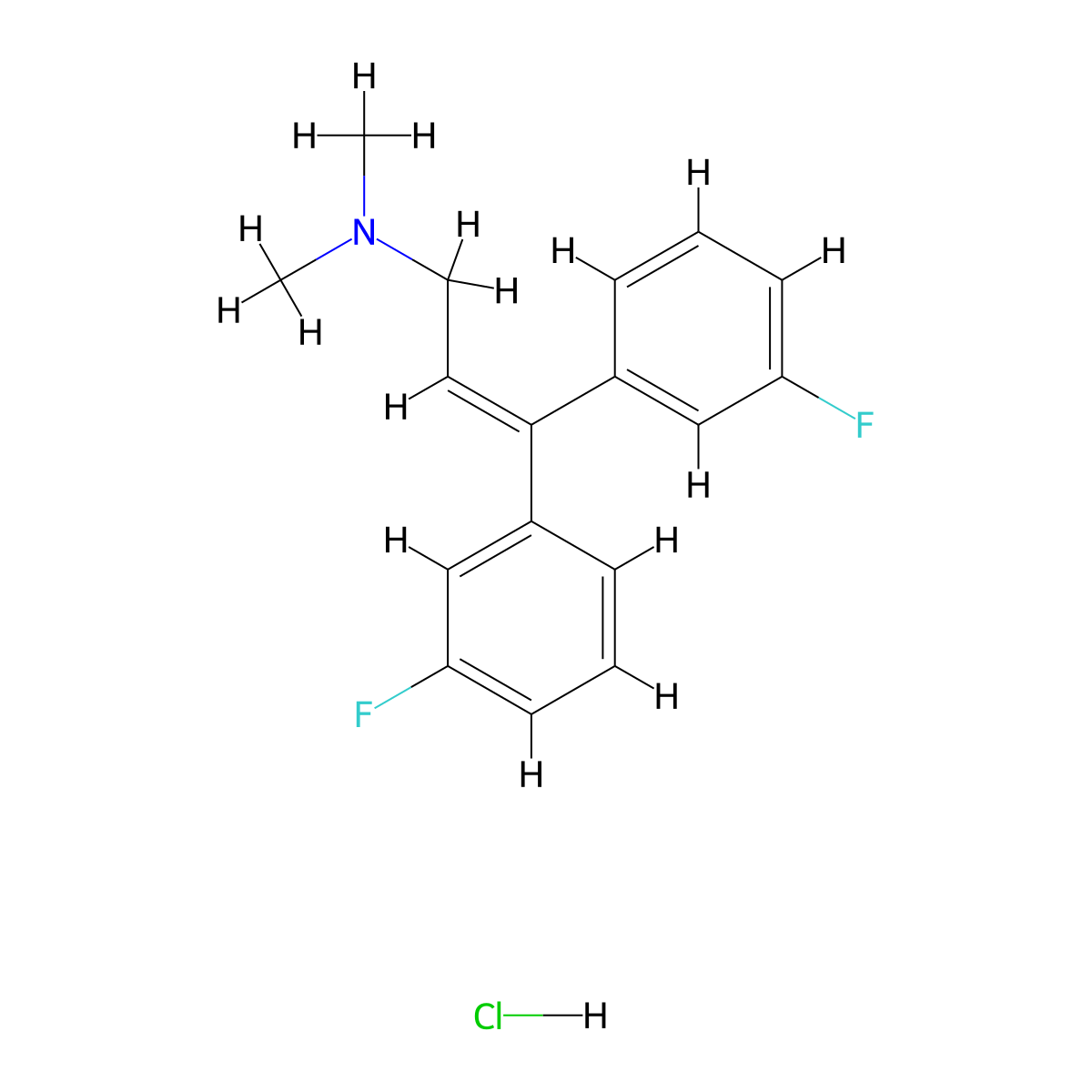 2-Propen-1-amine, 3,3-bis(m-fluorophenyl)-N,N-dimethyl-, hydrochloride molecular structure, CAS 21165-53-7