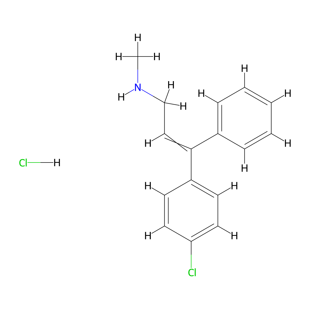 2-Propen-1-amine, 3-(p-chlorophenyl)-N-methyl-3-phenyl-, hydrochloride molecular structure, CAS 21165-62-8