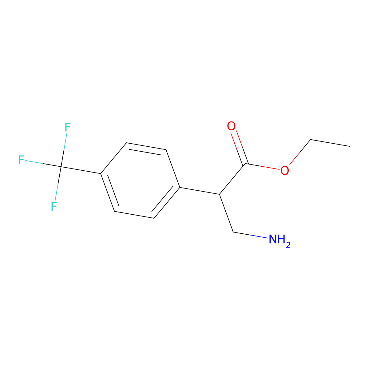 Ethyl 3-amino-2-[4-(trifluoromethyl)phenyl]propanoate molecular structure, CAS 2116550-79-7