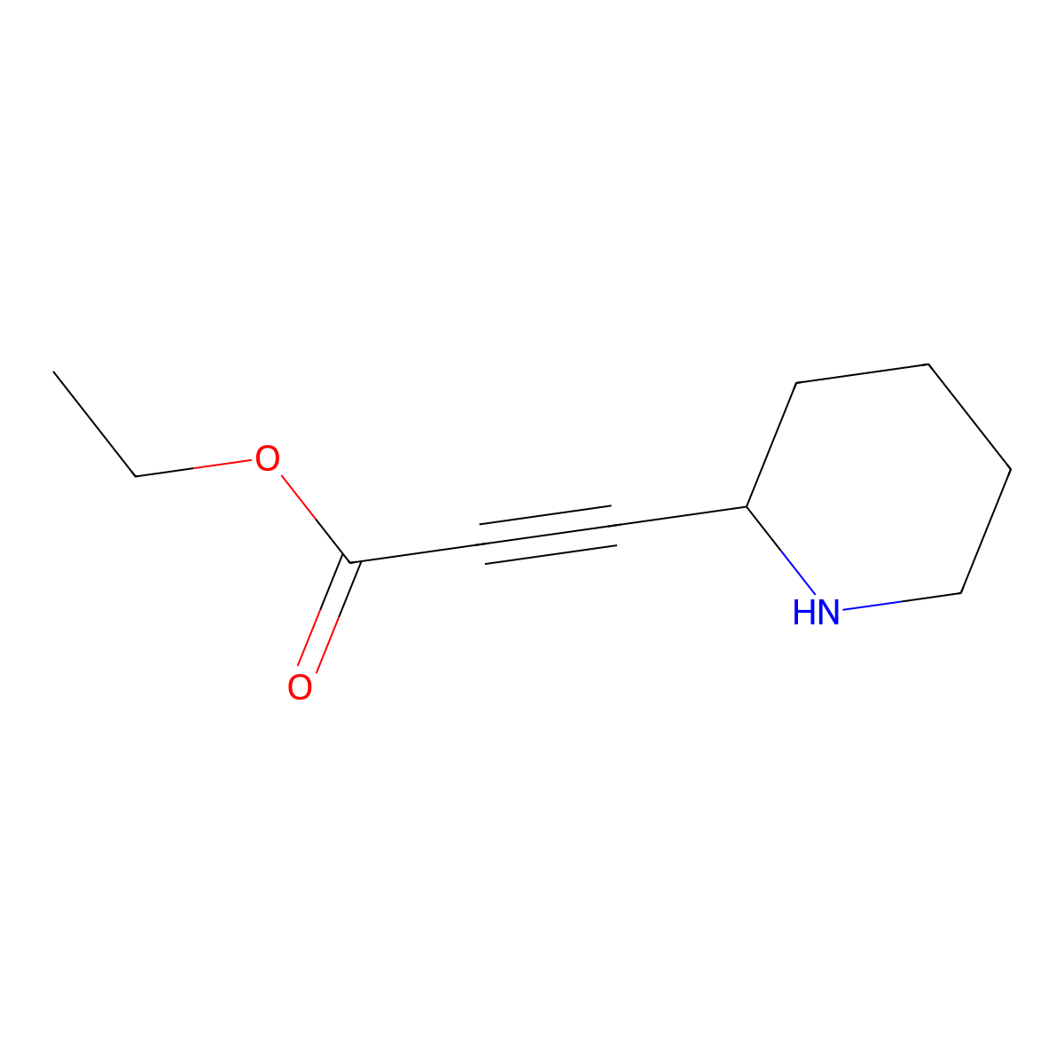 Ethyl 3-(piperidin-2-yl)prop-2-ynoate molecular structure, CAS 2116614-06-1