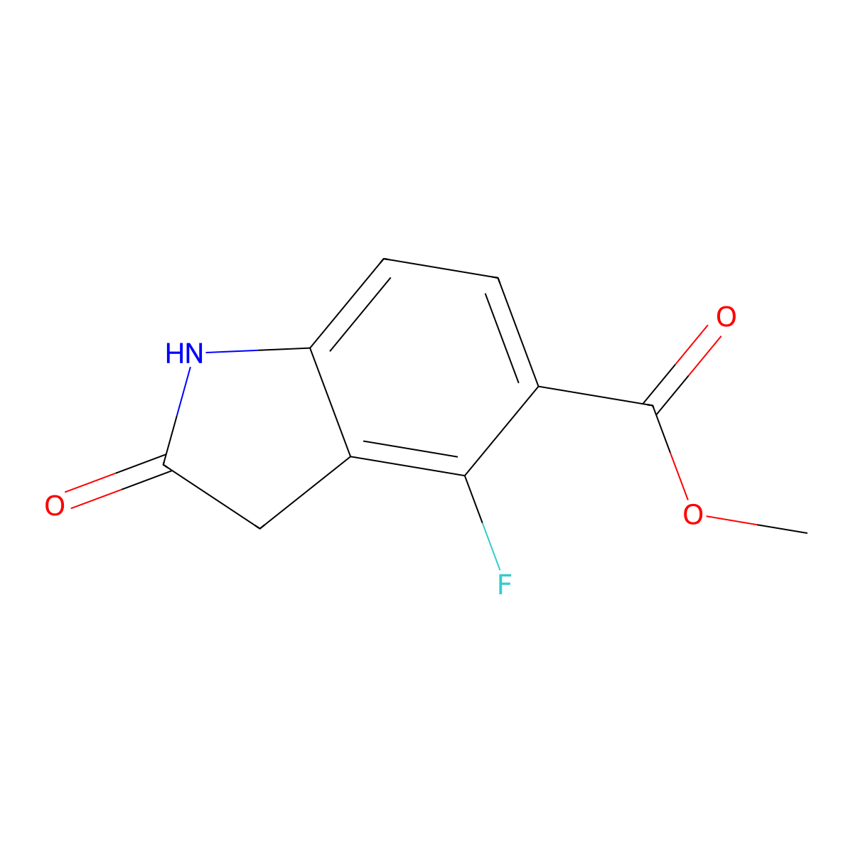 methyl4-fluoro-2-oxo-2,3-dihydro-1H-indole-5-carboxylate molecular structure, CAS 2116653-72-4