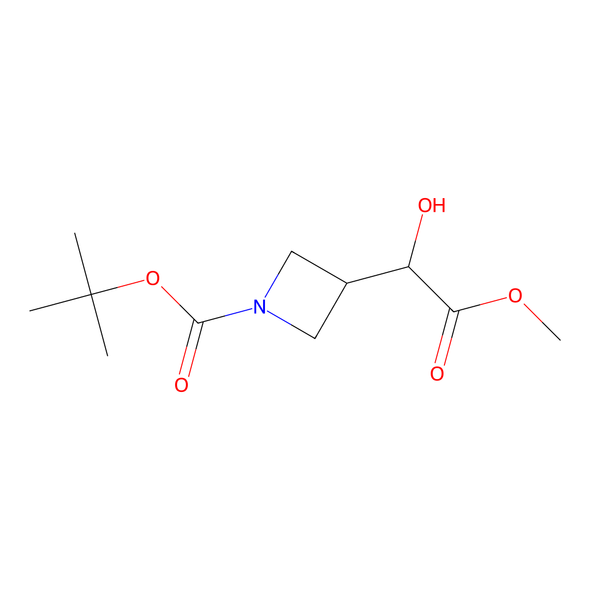 Tert-butyl 3-(1-hydroxy-2-methoxy-2-oxoethyl)azetidine-1-carboxylate molecular structure, CAS 2116667-61-7