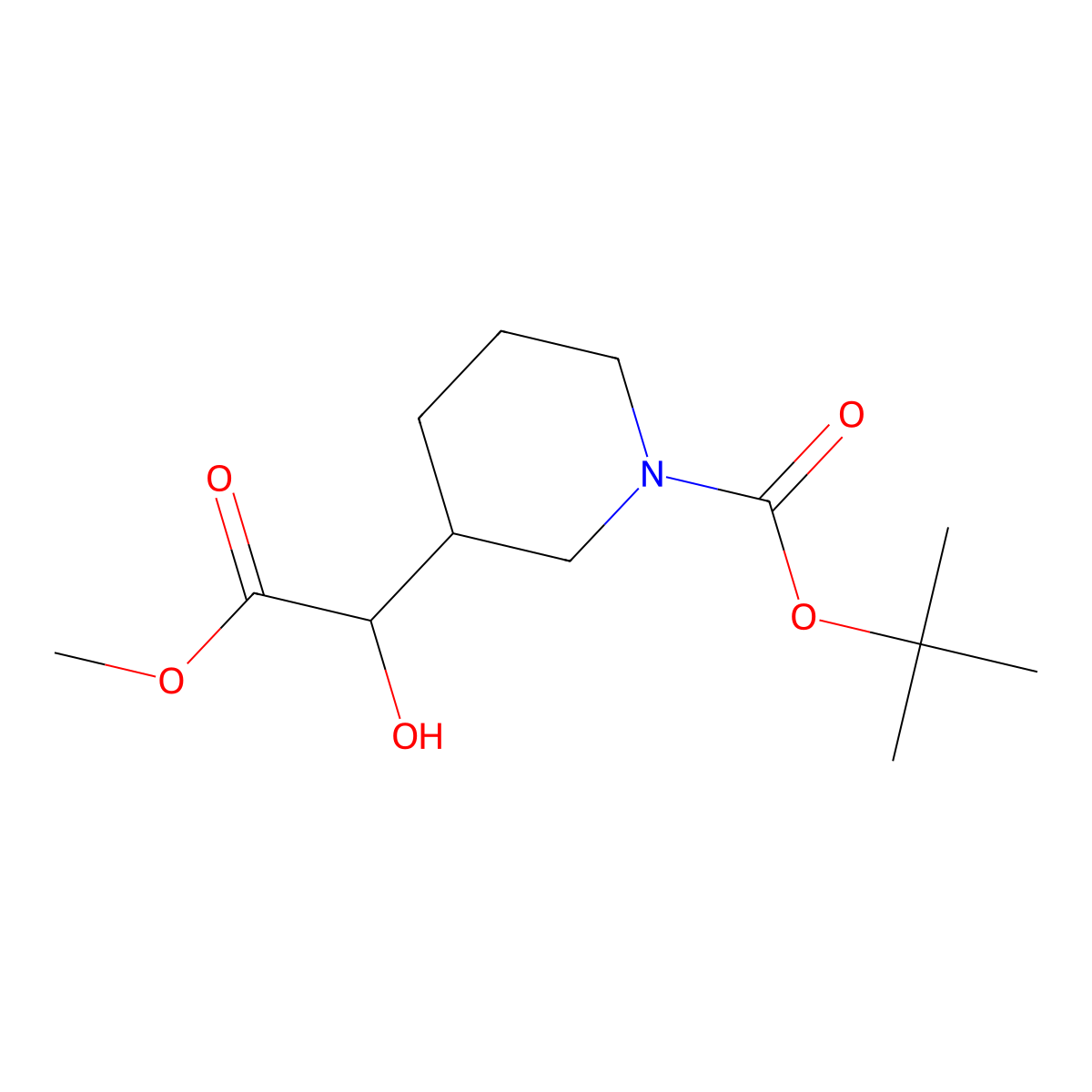 Tert-butyl 3-(1-hydroxy-2-methoxy-2-oxoethyl)piperidine-1-carboxylate molecular structure, CAS 2116716-28-8