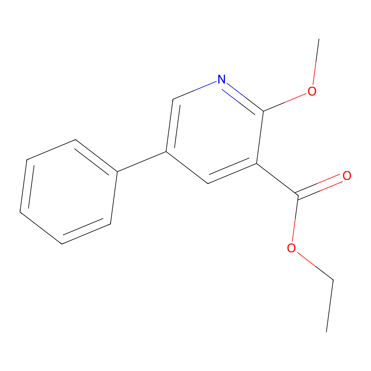 Ethyl 2-methoxy-5-phenyl-3-pyridinecarboxylate molecular structure, CAS 2116748-60-6