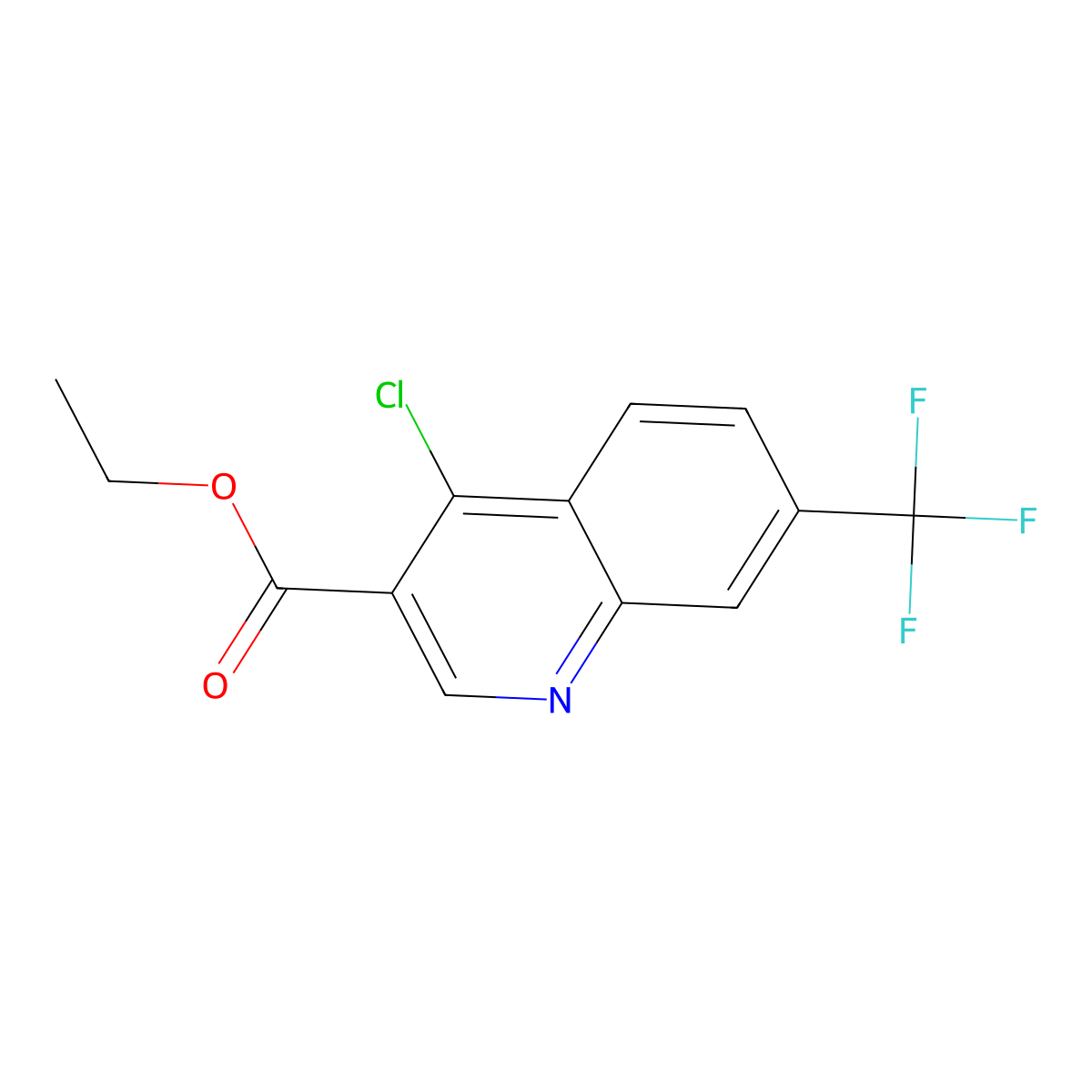 Ethyl 4-chloro-7-(trifluoromethyl)quinoline-3-carboxylate molecular structure, CAS 21168-42-3
