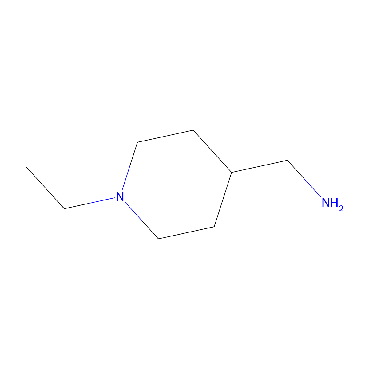 (1-Ethylpiperidin-4-yl)methanamine molecular structure, CAS 21168-71-8