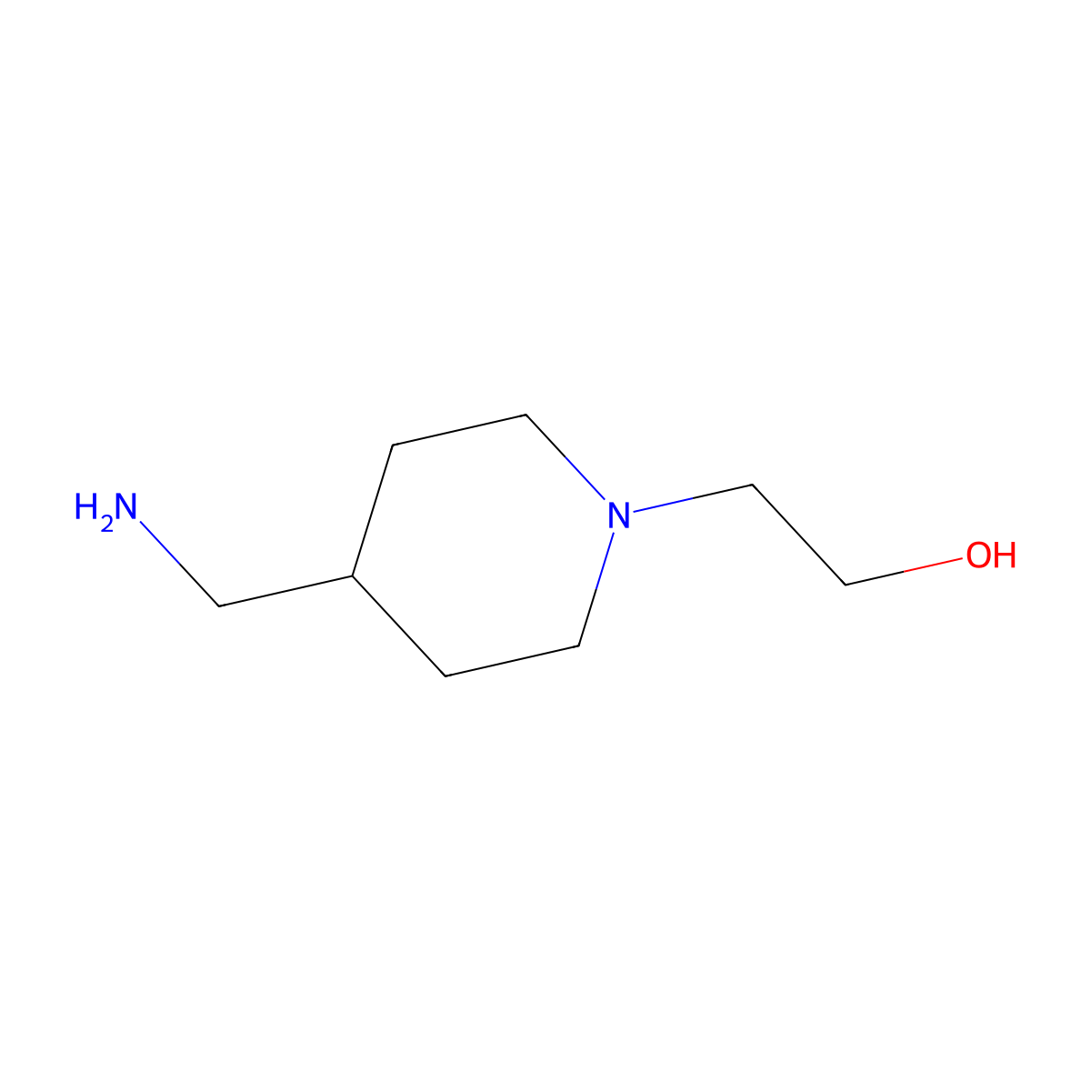 2-[4-(Aminomethyl)piperidin-1-yl]ethan-1-ol molecular structure, CAS 21168-72-9