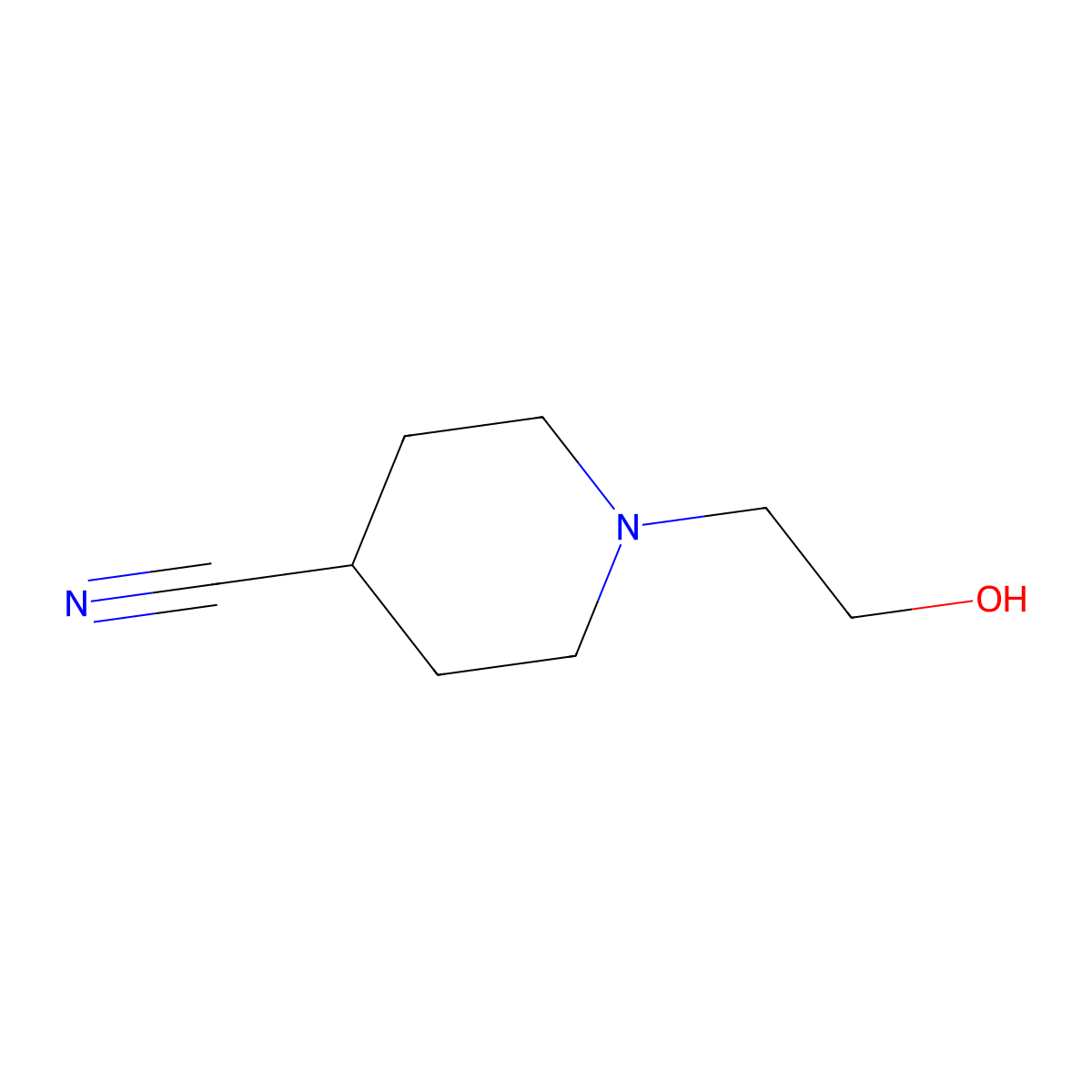 1-(2-Hydroxyethyl)piperidine-4-carbonitrile molecular structure, CAS 21168-73-0