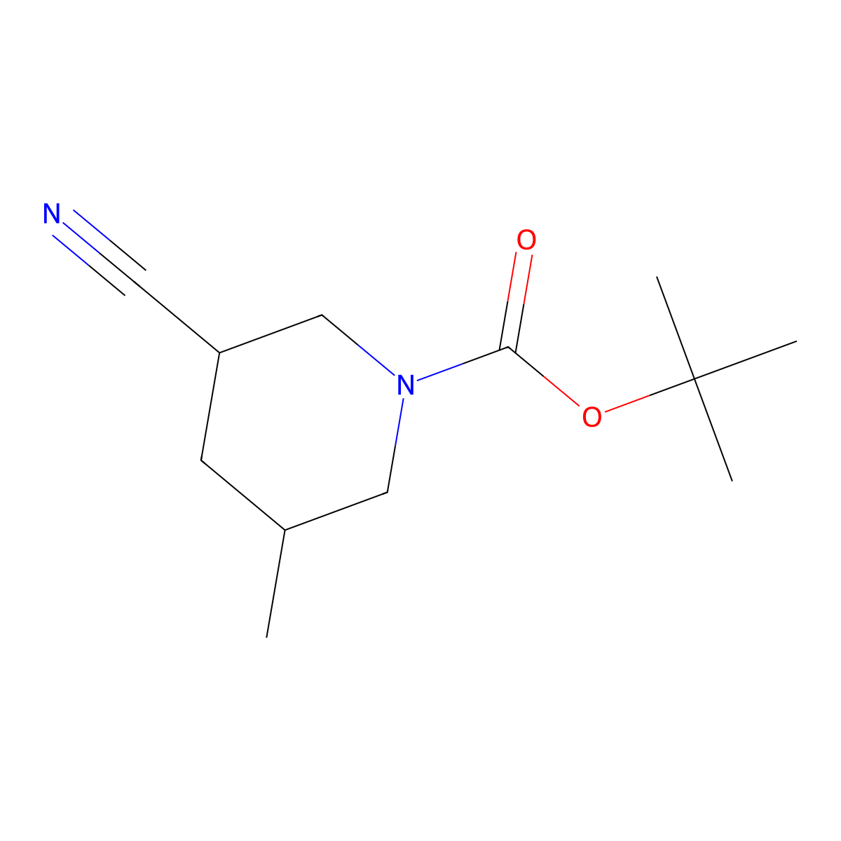 Tert-butyl 3-cyano-5-methylpiperidine-1-carboxylate molecular structure, CAS 2116810-57-0