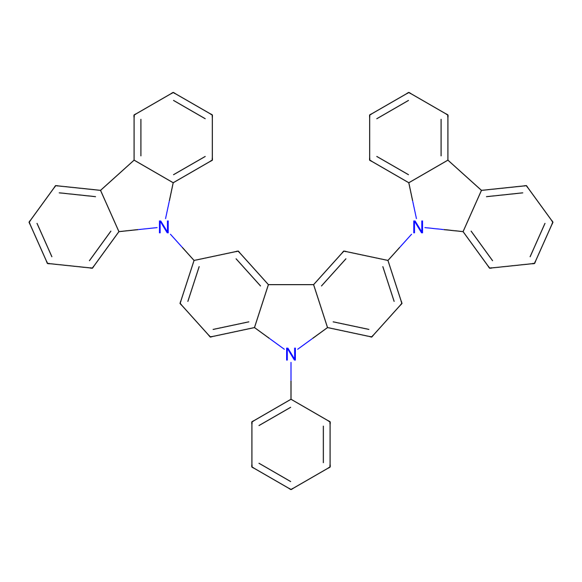 N-phenyl-3,6-di(N-carbazolyl)carbazole molecular structure, CAS 211685-96-0