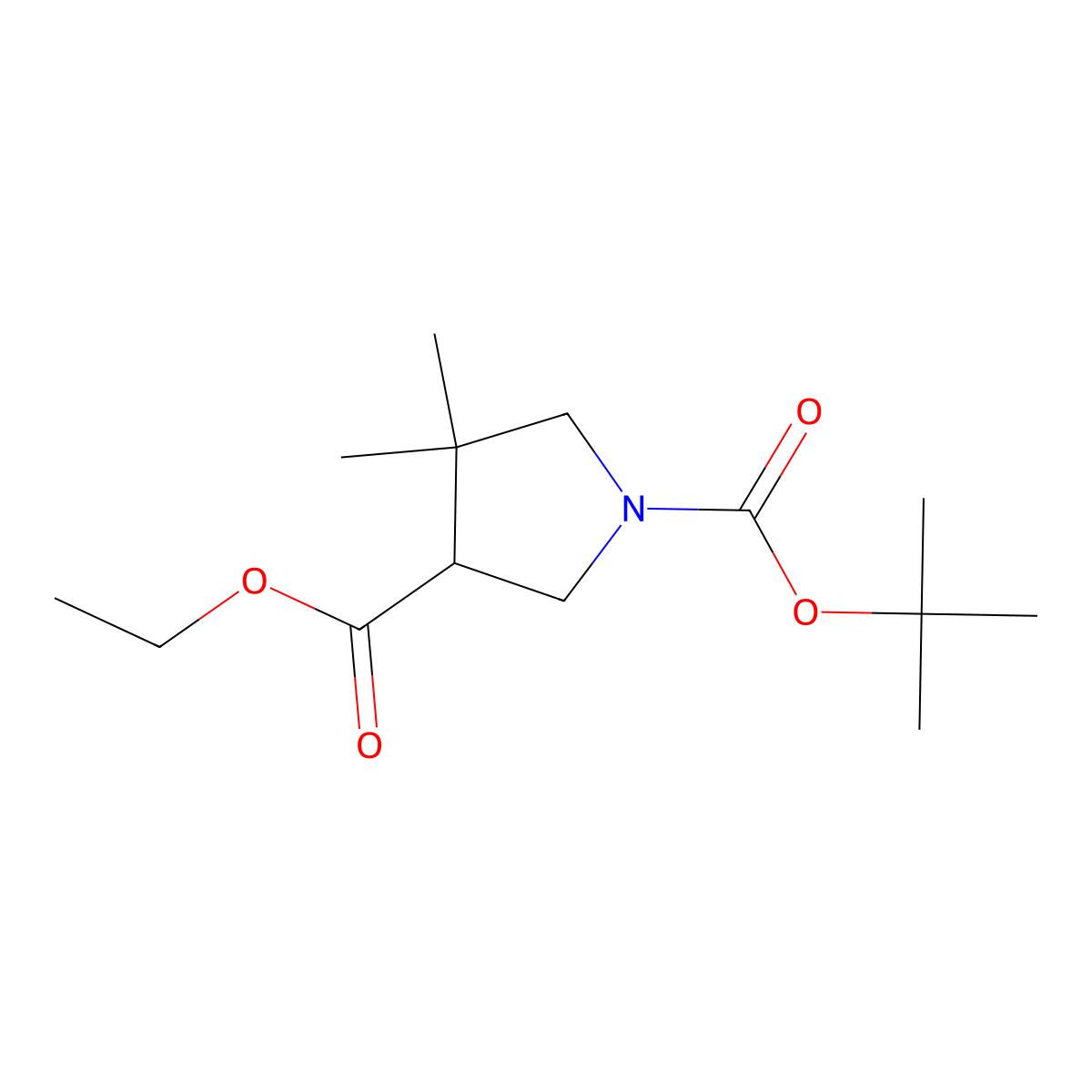 Ethyl 1-Boc-4,4-dimethylpyrrolidine-3-carboxylate molecular structure, CAS 2116860-56-9