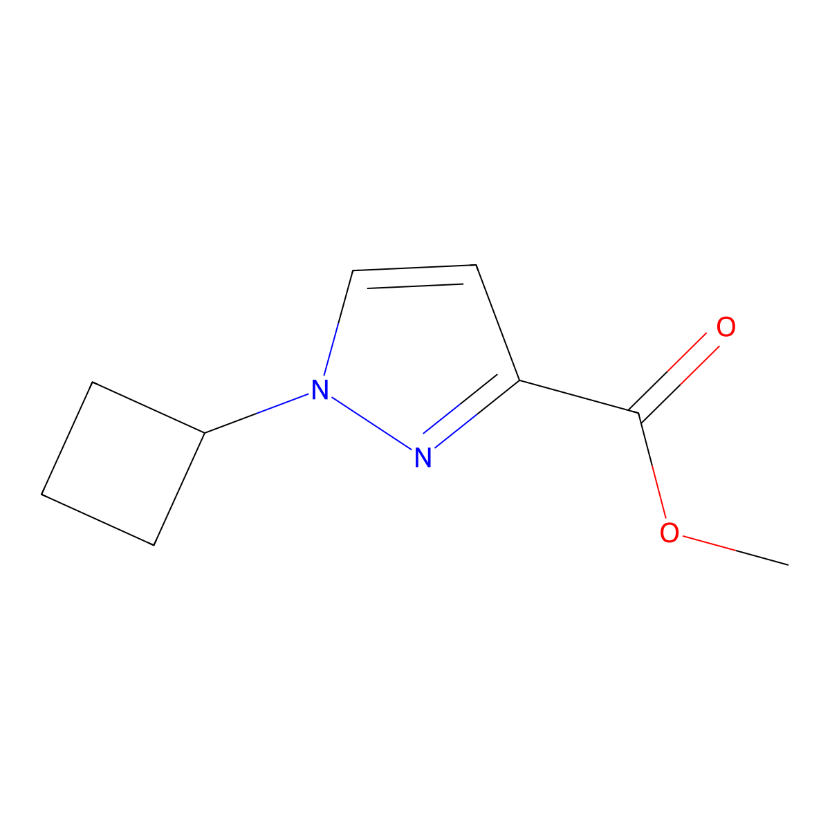 methyl 1-cyclobutyl-1H-pyrazole-3-carboxylate molecular structure, CAS 2116907-72-1